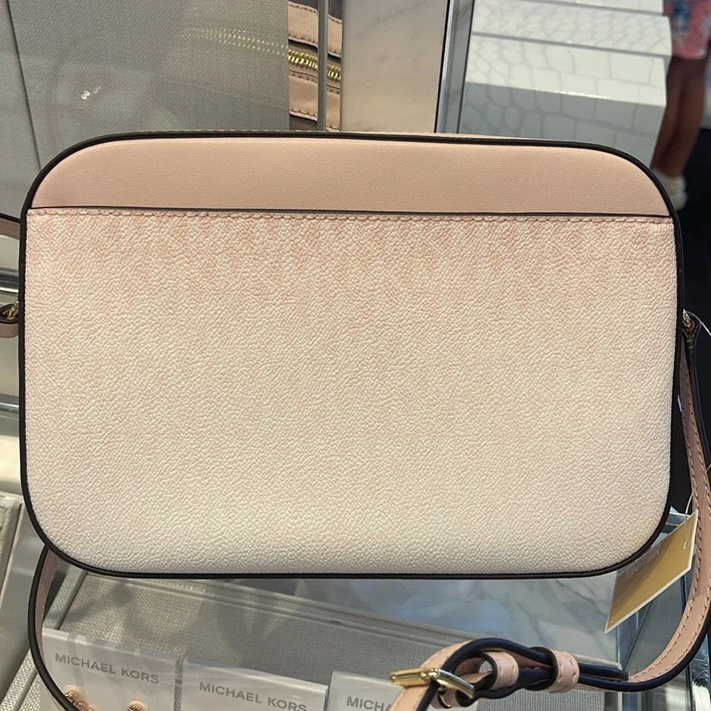 MICHAEL KORS Jet Set Lg Ombré Signature Logo EW Crossbody Bag Powder Blush  NWT